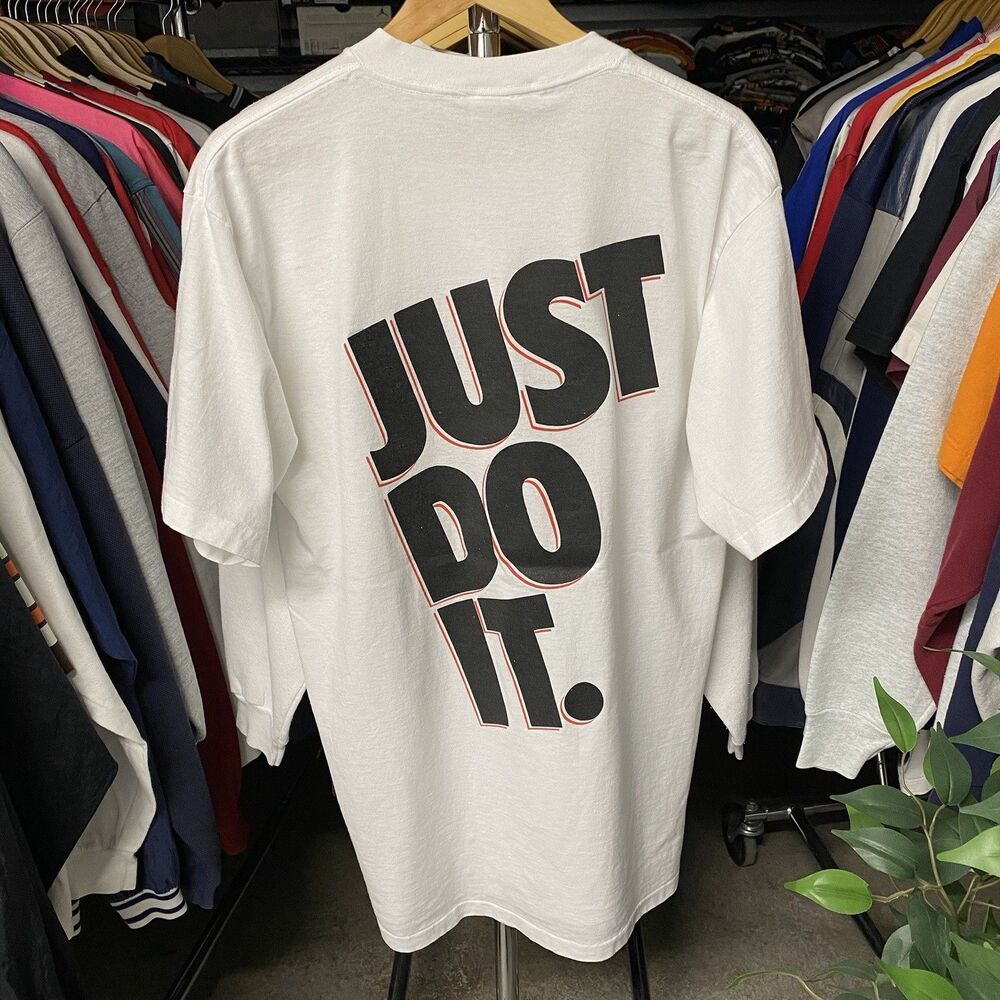 Vintage 90s Nike Just Do It Double-Sided T-Shirt Made in USA White Men's XL